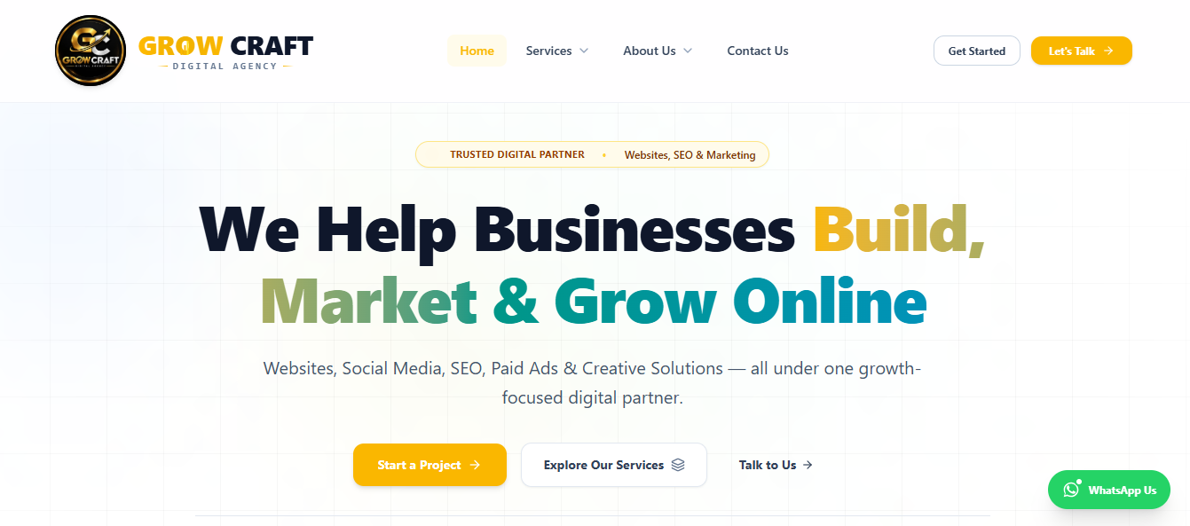 GrowCraft Digital Agency website homepage preview